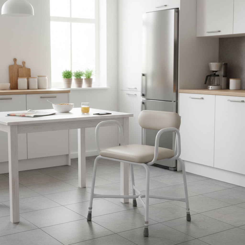 Bariatric Perching Stool with Arms and Backrest